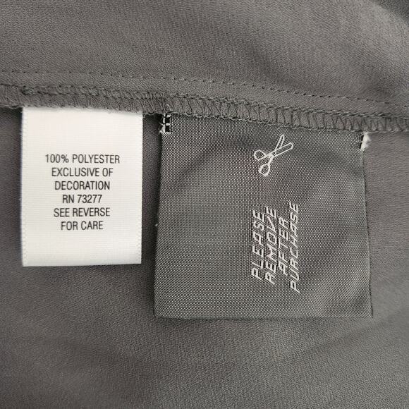 Dana Buchman Pleated Blouse – Charcoal Gray Split Neck - Career Chic Casual - Picture 6 of 6